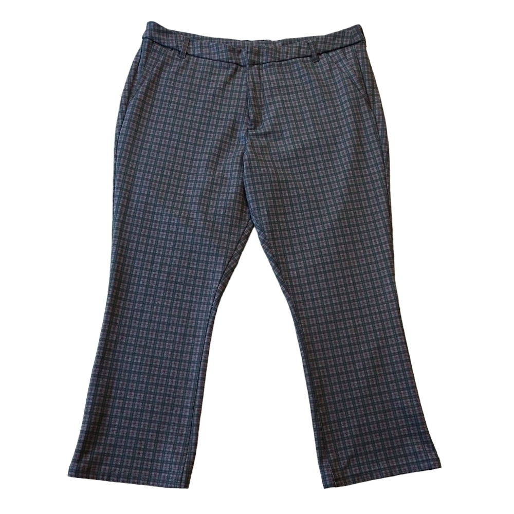 Kut from the Kloth Gray Plaid Fab Ab Trouser Bootcut Pants Preppy Academia